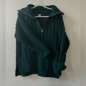 Aerie Cable Car Quarter Zip Sweater